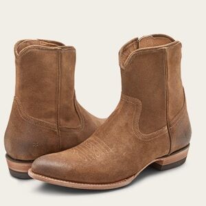 Frye Tan Suede Western Booties